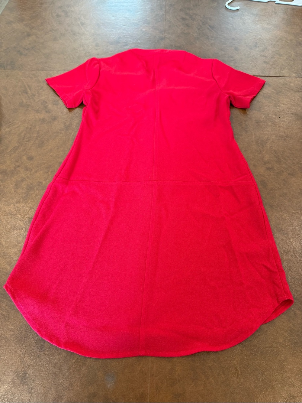 Lush Bright Red Short Sleeve V-Neck Women's Shift Dress XS - Picture 6 of 6